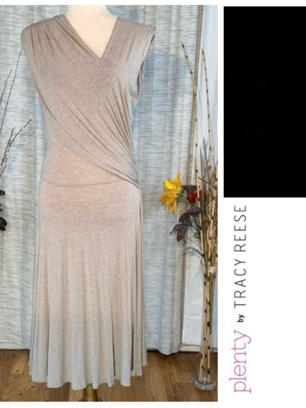 Plenty by Tracy Reece beige sleeveless empire dress.